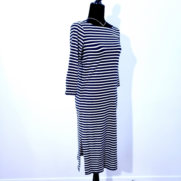 Boatneck Striped Navy & White Dress Fleur Bleue - Picture 4 of 5